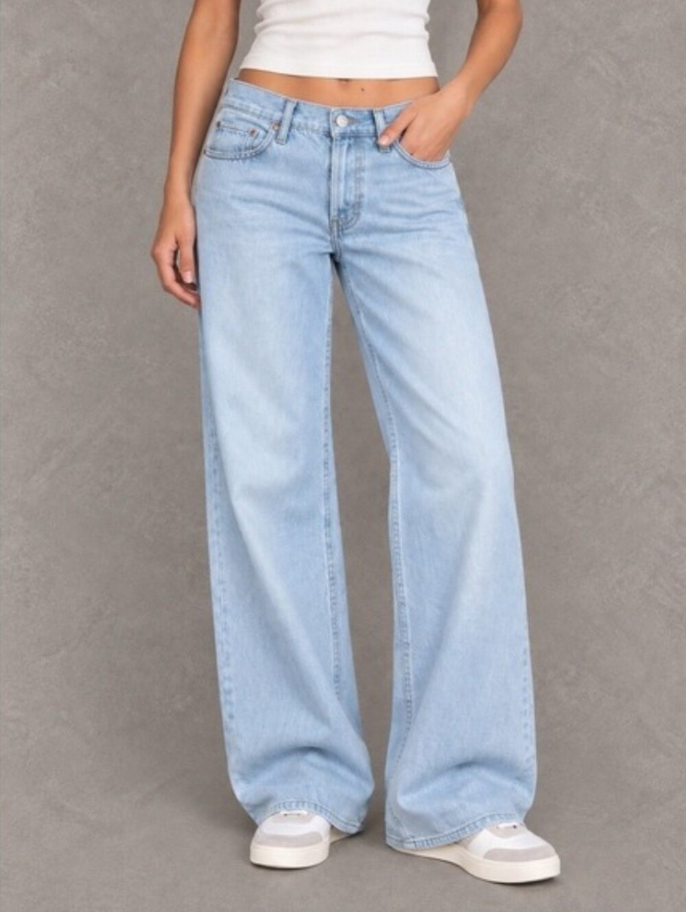 Agolde Low Rise Loose Mid Jeans Womens Sz 27 Blue Light Wash Baggy Wide Leg